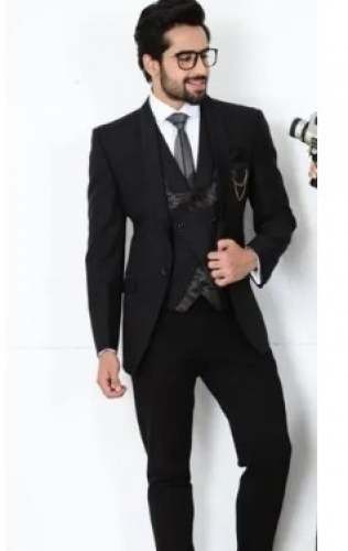 Stylish Mens Black Tuxedo Suit  by Swayamvar