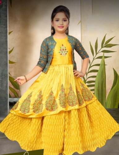 New Collection Kids Jacket Style Gown by Sri Ganapathy Silks