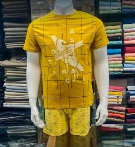 Printed Yellow T Shirt For Men by Sri Ganapathy Silks