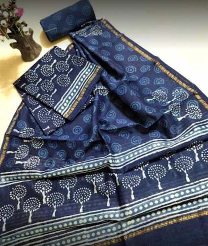 New Collection Blue Ikat Dress Material For Women by Swadeshi Boutique