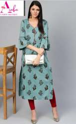New Rama Color Straight Kurti For Ladies