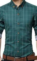 Checks Green Shirting Fabric Wholesaler In Surat
