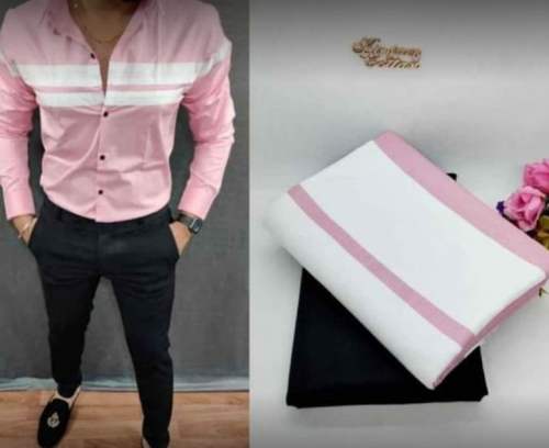 Mens Raymond Pink And White Shirting Fabric