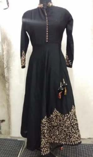 Party Wear Black Long Gown Dress by Batra Collection