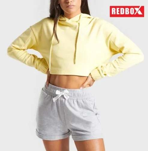 Yellow Crop Top Hoodies For Girls  by Redbox Fashions