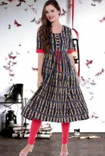 Ladies Rayon Printed Kurti by Shakthi Silk Route