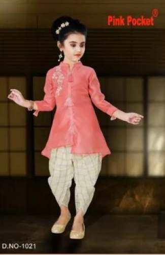 Pink Pocket Kids Girl Dhoti Kurta Set-1021  by Venkateshwara Fashions