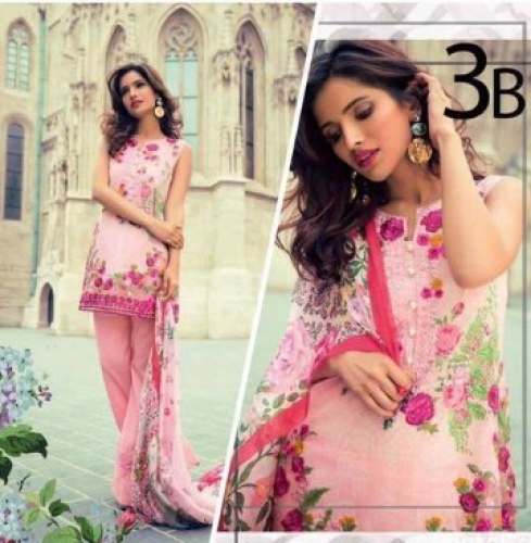 Party wear Pink Semi Stitched Suit  by Sadaf Collection