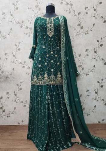 Embroidered Georgette Pakistani Style Sharara Suit by The Amy Collections