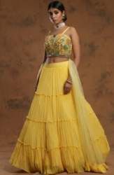 Latest Yellow Ruffle Designer Lehenga Choli