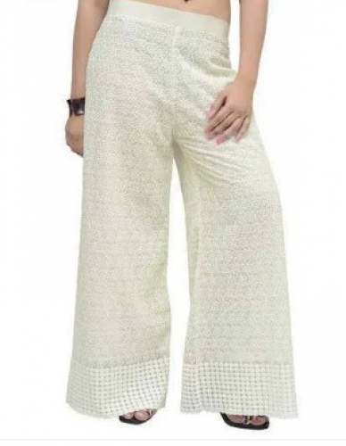 Off White Chikan Palazzo Pant 