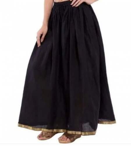 Rayon Plain Black Skirt for Girls  by K J Garments