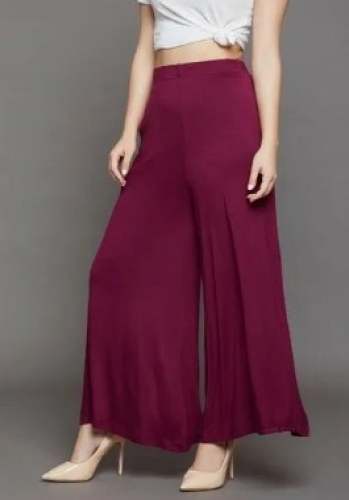 Wine Color Viscose Palazzo Pant  by K J Garments