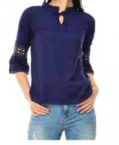 Casual Wear Blue Cotton Top 