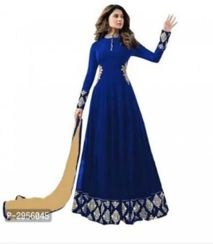 Festive Wear Blue Embroidered Gown  by Moonlight Jackpot