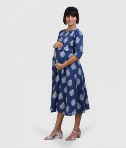 Cotton Printed Maternity Dress by Designer Bandhej Ensemble