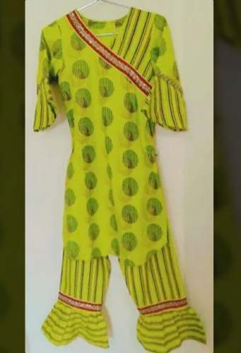 Kids Green Kurti Palazzo Set by Designer Bandhej Ensemble