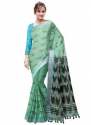 New Collection Green Khadi Cotton Saree For Ladies