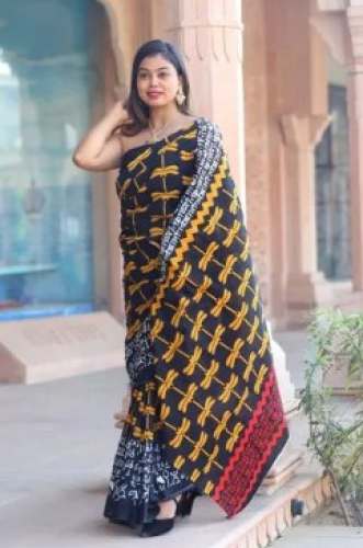 New Collection Black Printed Saree For Ladies by RR Fabrics