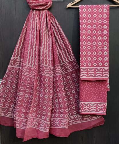 Pure Mulmul cotton Material with Chiffon chuni by Sannu Hast Kala printers