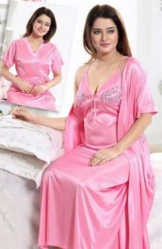 Stylish Satin Pink Nighty 