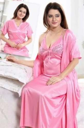 Stylish Satin Pink Nighty  by Osia Life Style