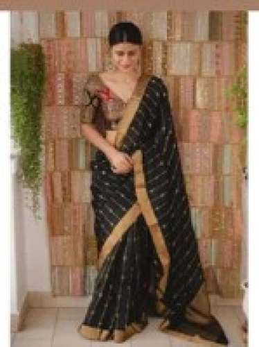 New Black Embroidery Saree For Ladies by N A Handloom Fabrics