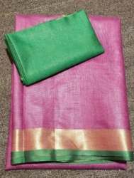 New Fancy Pink Handloom Saree For Ladies