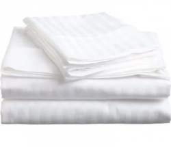 300TC White Satin Striped bed Sheet Fabric 