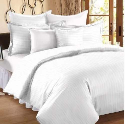 White Striped Cotton Hotel Bed Sheet 210TC by RG Home Furnishings