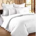 White Striped Cotton Hotel Bed Sheet 210TC