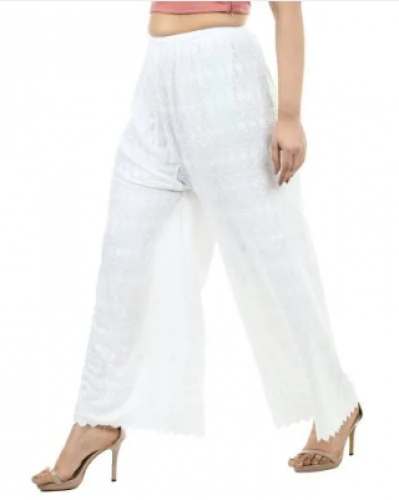 Ladies White Chikan Palazzo by Garment 2 Fashion