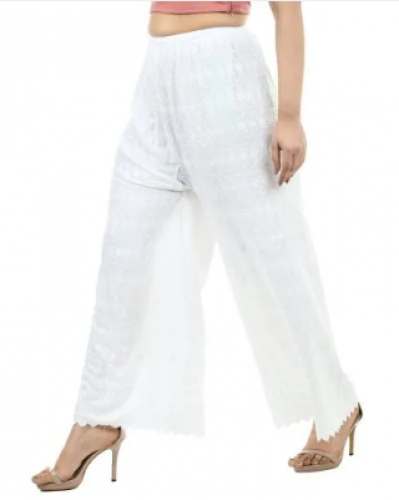 Ladies White Chikan Palazzo by Garment 2 Fashion