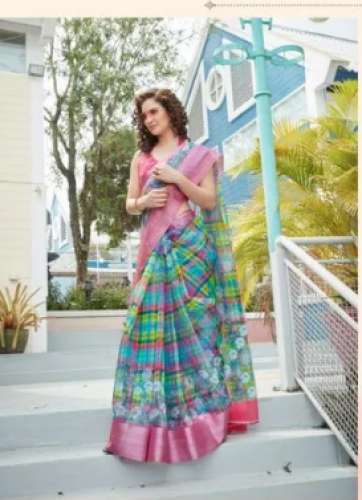 Ladies Party Wear Organza Saree