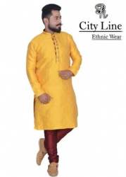 City Line Ethnic Yellow Kurta for Men 