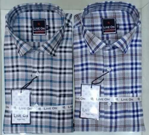 Formal Wear Blue Checks Mens Shirt  by Sainath Collection