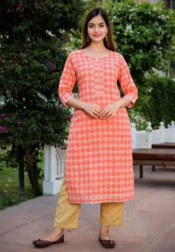 Ladies Cotton Checks Kurti by Ajanta Prints