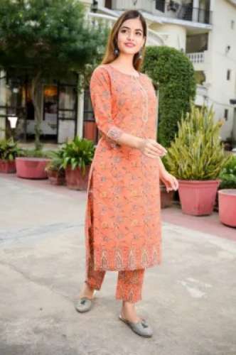 Ladies Printed Cotton Kurti Set