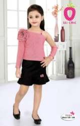 New Collection One Shoulder Kids Floral Top Skirt