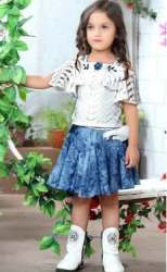 New Collection White Floral Print Top And Skirt