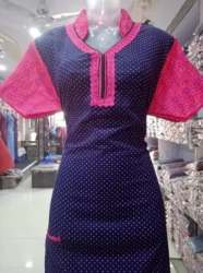 Fancy Pink And Blue Nighty For Ladies