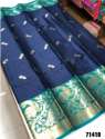 party-wear-blue-border-spun-silk-saree