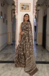 Hand Block Printed Maheshwari Silk Saree