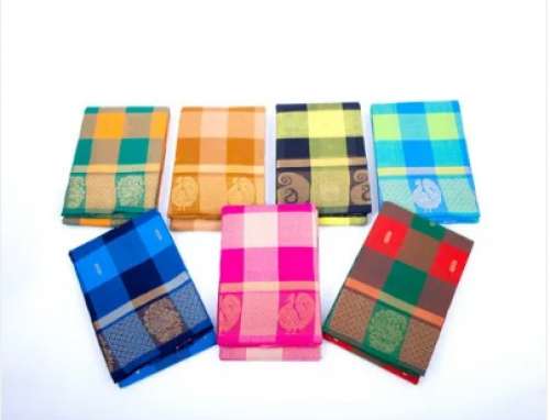 Akalya Checks Casual Wear Pure checks Cotton Saree by P thandava Mudaliar Sons