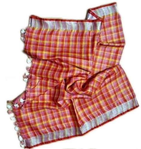 Ladies Party wear Checks Saree by Shah Bhagalpuri Linen Collection