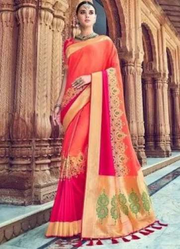 Kundan Work Embroidered Silk Saree  by Pagdandi
