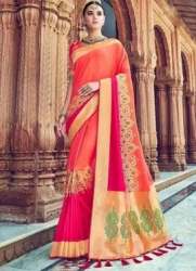 Kundan Work Embroidered Silk Saree 