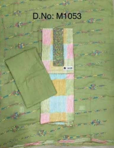 Green Unstitch Dress Material For Women by Nirali Selection