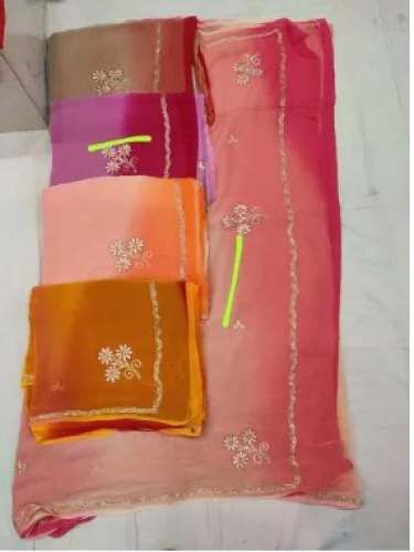 Pure Chiffon Marwadi Embroidered saree  by Shree Salasar Textiles