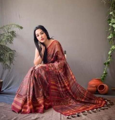 Party Wear Pure Malai Cotton Saree 
